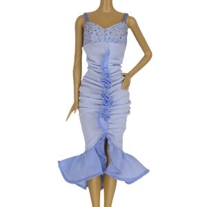 Barbie Madison '04 My Scene Club Birthday Party Dress Blue Ruffles Ruched #G6117